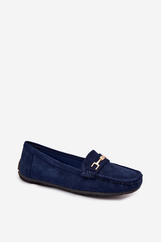 Klassische blaue Mokassins aus Veloursleder