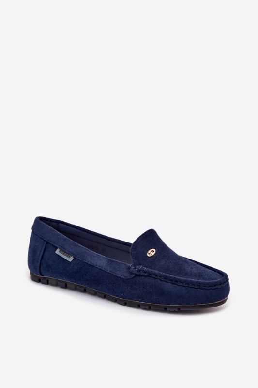 Mokassins aus blauem Eco-Wildleder, flach