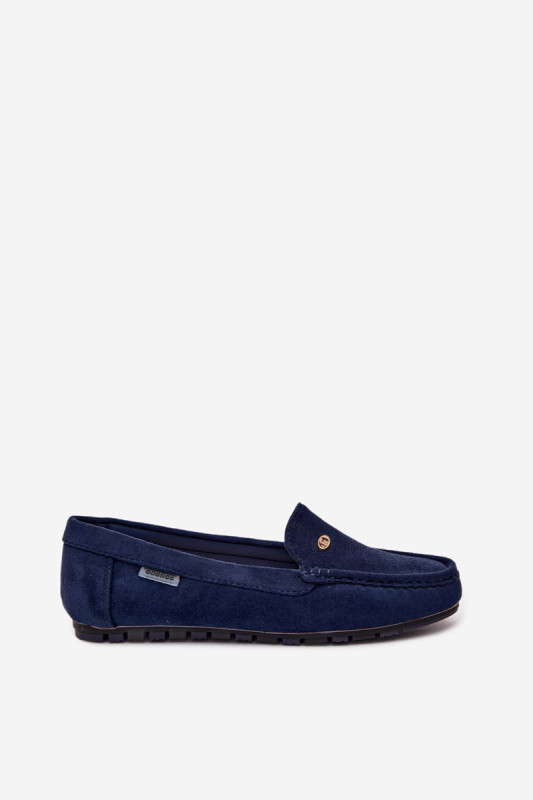 Mokassins aus blauem Eco-Wildleder, flach