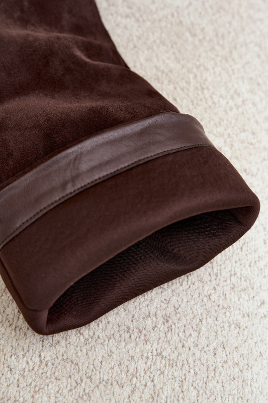 Overknee-Stiefel aus Velourslederimitat mit Blockabsatz, braun