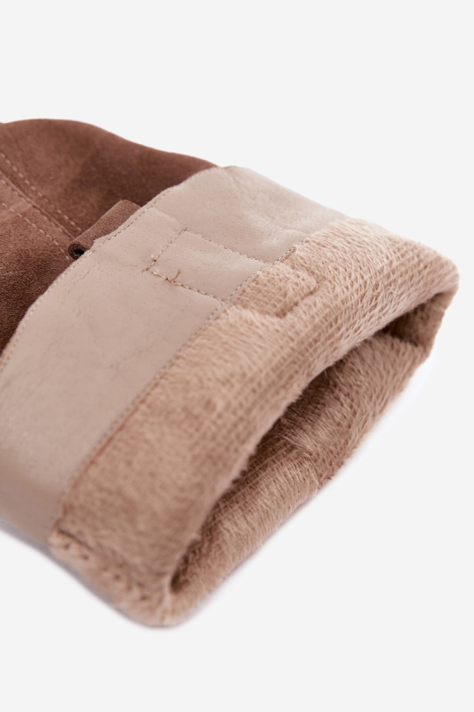 Braune Overknee-Stiefel aus Wildleder mit Warmfutter
