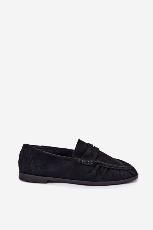 Schwarze Loafer aus Velourslederimitat mit Raffung