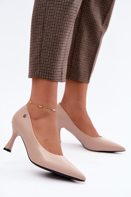 Beige Pumps mit schlankem Absatz