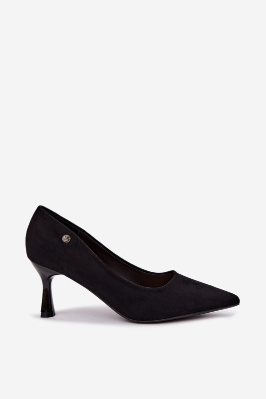 Schwarze Pumps mit schlankem Absatz aus Velourslederimitat