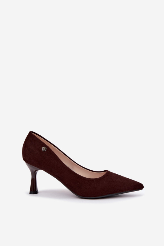 Elegante Pumps aus braunem Veloursleder mit schlankem Absatz