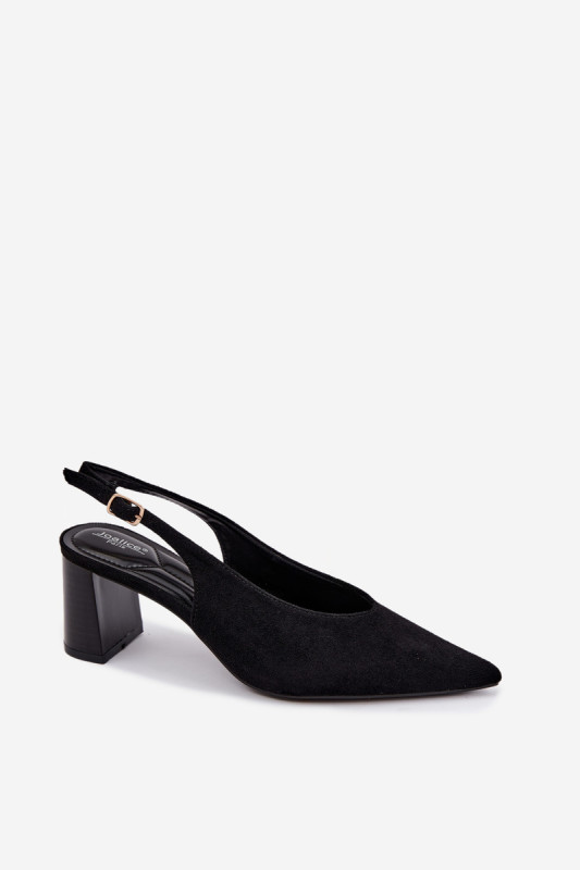 Schwarze Pumps mit offener Ferse und Blockabsatz