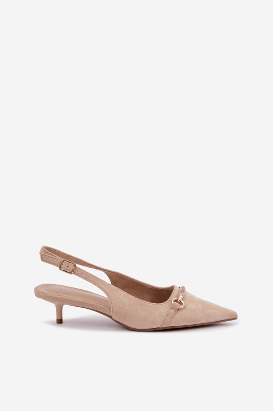 Beige Pumps mit offener Ferse und niedrigem Absatz