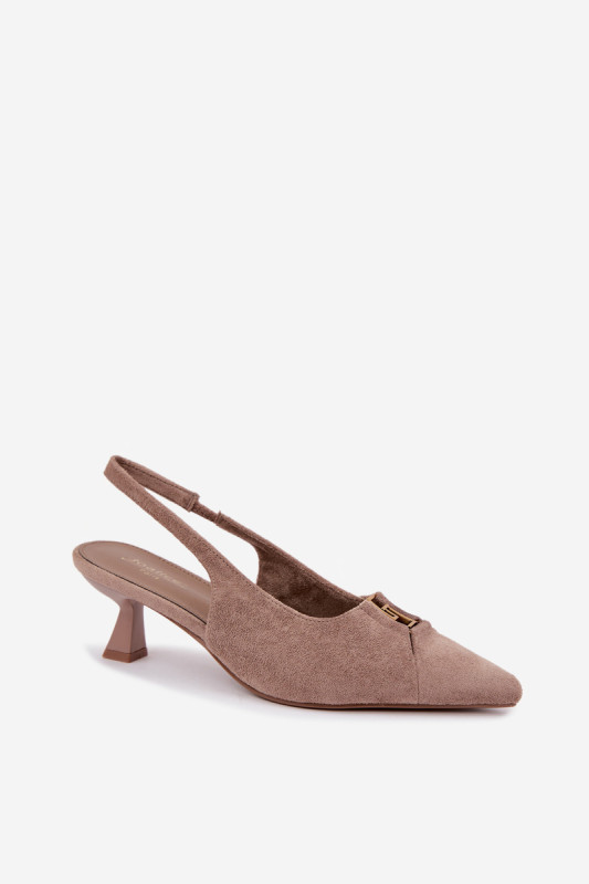 Beige Pumps mit offener Ferse und dekorativem Detail