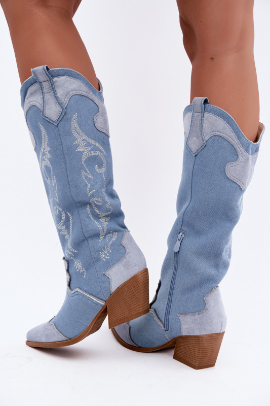 Jeans-Westernstiefel mit Absatz
