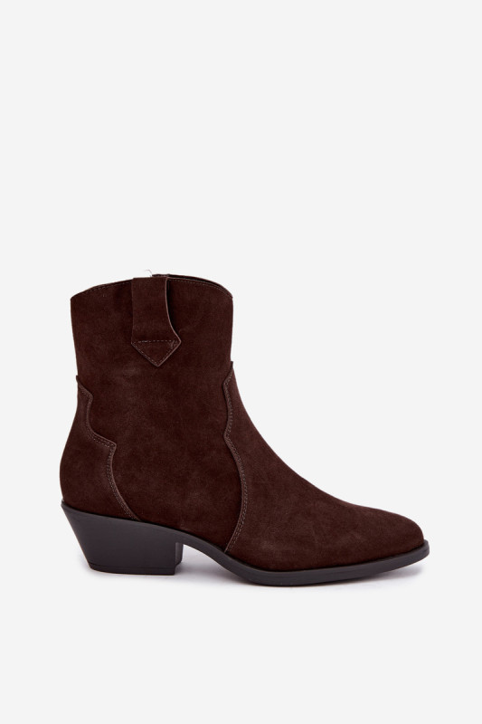 Stiefelette aus Wildleder mit Blockabsatz, braun