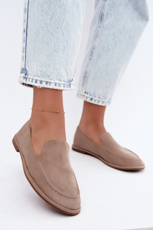 Beige Mokassins aus Velourslederimitat