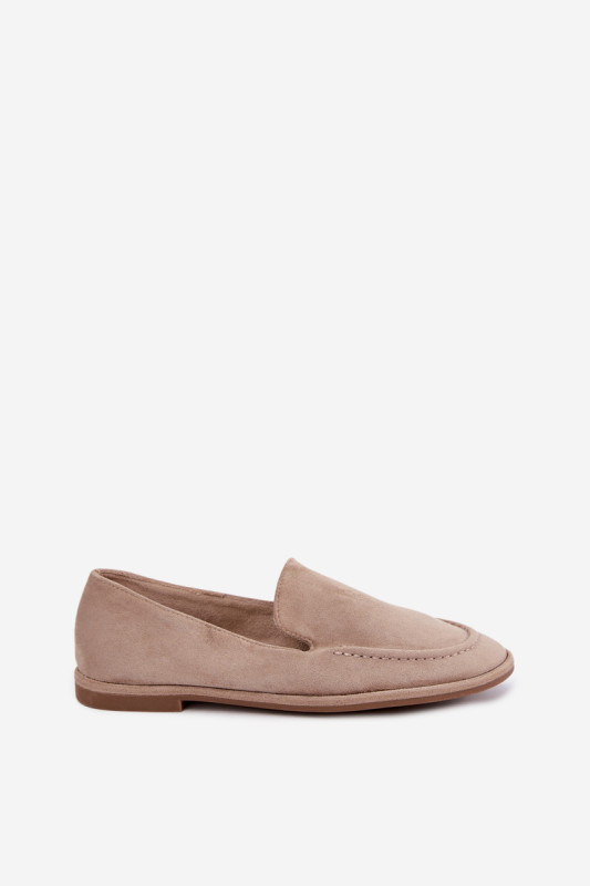 Beige Mokassins aus Velourslederimitat
