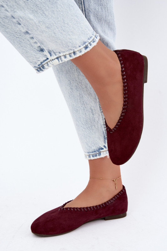 Ballerinas mit geflochtener Umrandung bordeaux