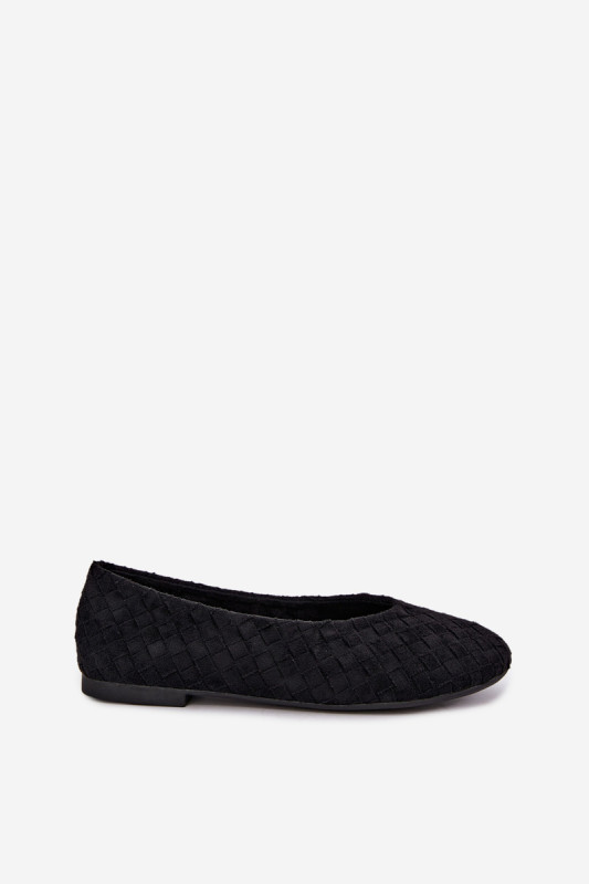 Geflochtene flache Ballerina Schwarz