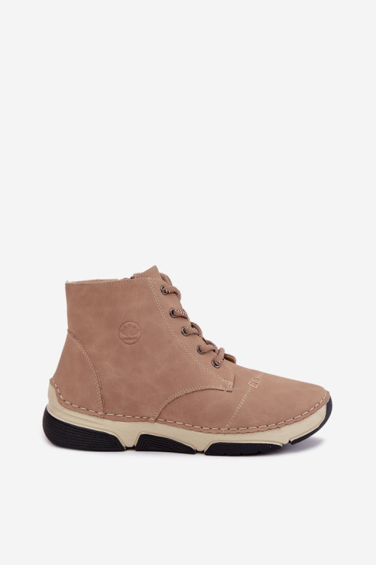 Beige gefütterte Stiefelette mit Plateau