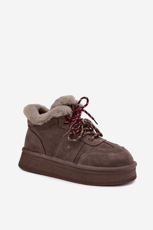 Gefütterte Schnür-Snowboots aus Wildleder, braun