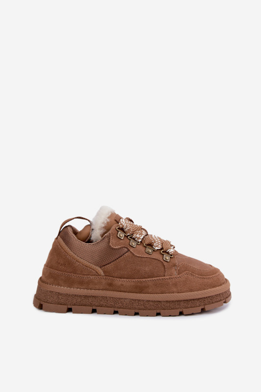 Schnürbare Schneestiefel aus Veloursleder