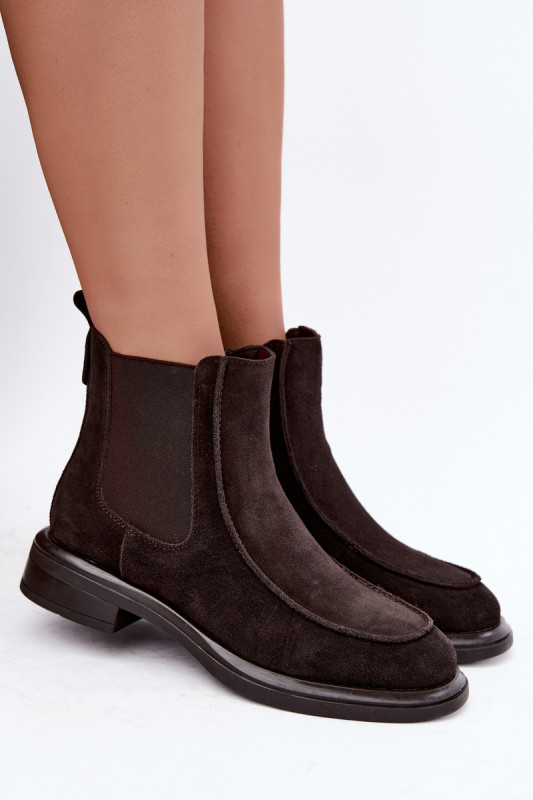 Gefütterte Damen-Stiefelette aus Veloursleder