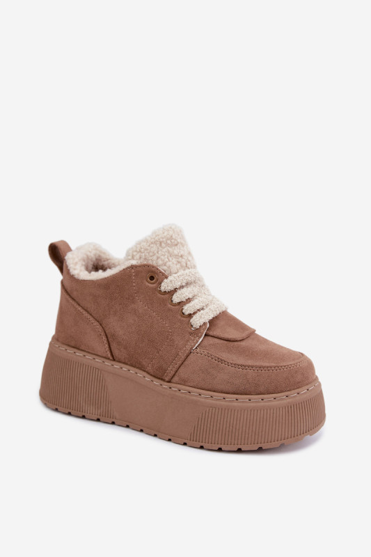Snowboots mit Lammfell auf Plateausohle, beige