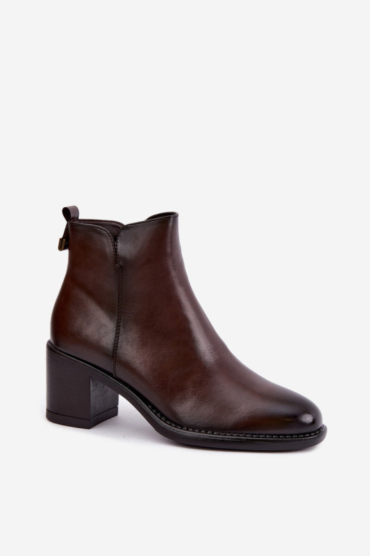 Gefütterte Stiefelette mit Blockabsatz, braun