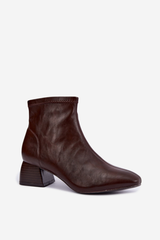 Stiefelette mit Blockabsatz aus Kunstleder, braun