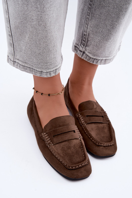 Beige Mokassins aus Wildlederimitat ohne Absatz