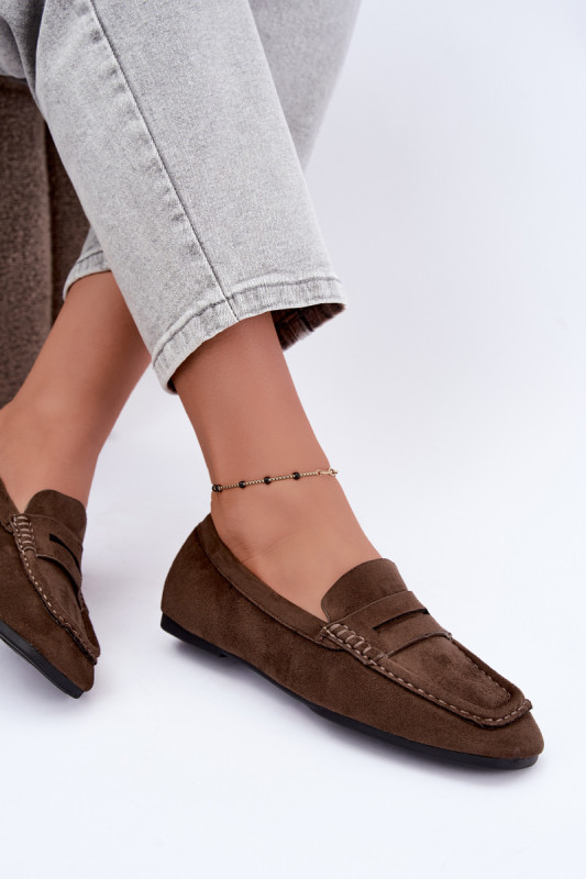 Beige Mokassins aus Wildlederimitat ohne Absatz