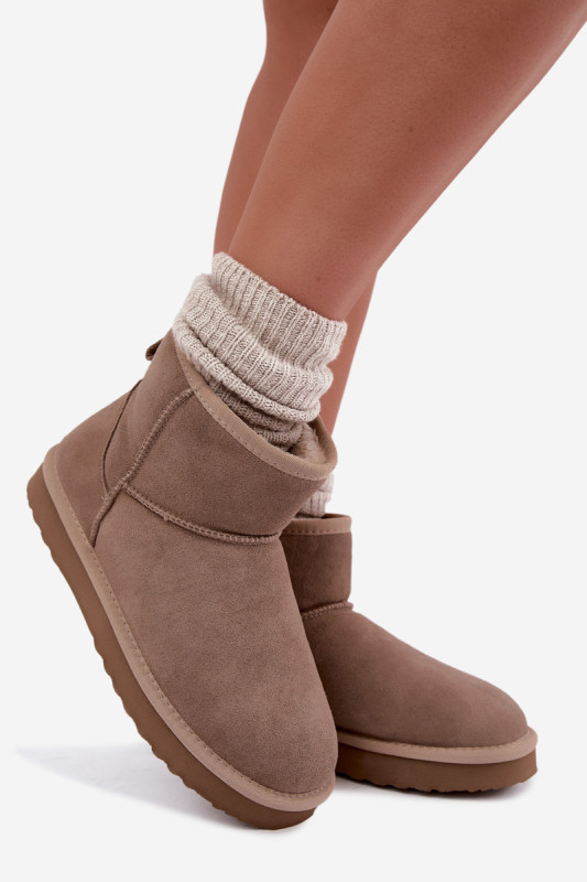 Beige Schneestiefel aus Wildleder mit Fellfutter