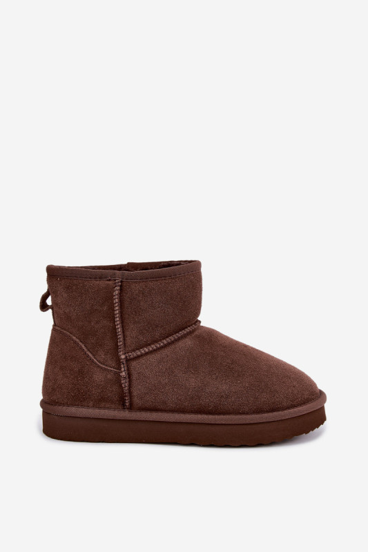 Gefütterte braune Wildleder-Snowboots mit Fell