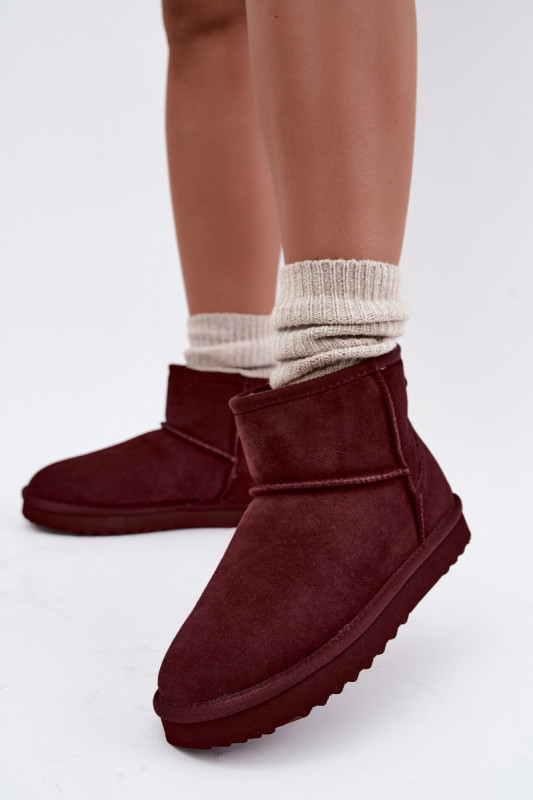 Gefütterte Wildleder-Snowboots mit Fell, bordeaux