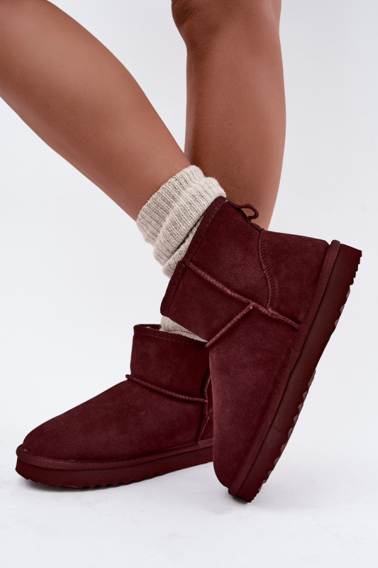 Gefütterte Wildleder-Snowboots mit Fell, bordeaux