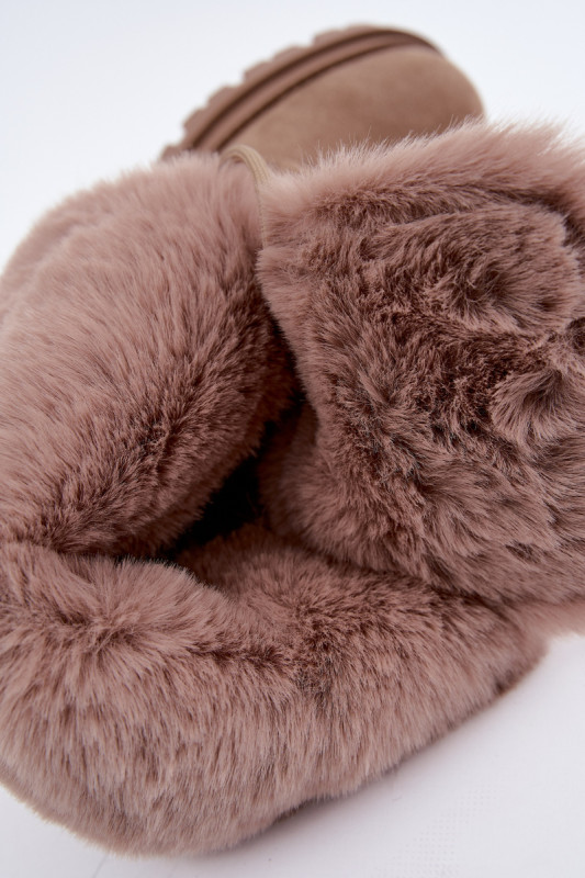 Beige gefütterte Ankle-Boots aus Wildlederimitat