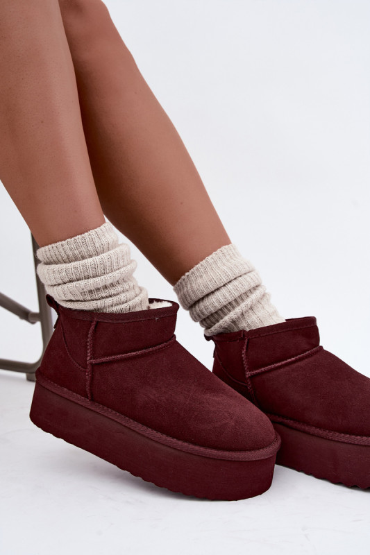 Snowboots aus echtem Veloursleder bordeaux