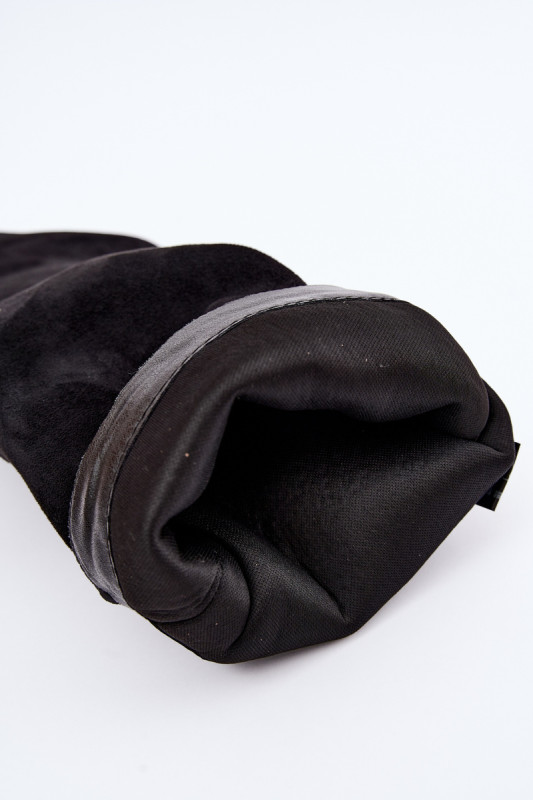 Schwarze Overknee-Stiefel mit doppeltem Schaft und Blockabsatz, gefüttert