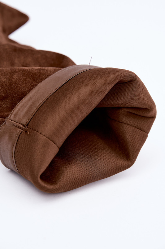 Gefütterte Overknee-Stiefel aus Velourslederimitat mit Blockabsatz, braun