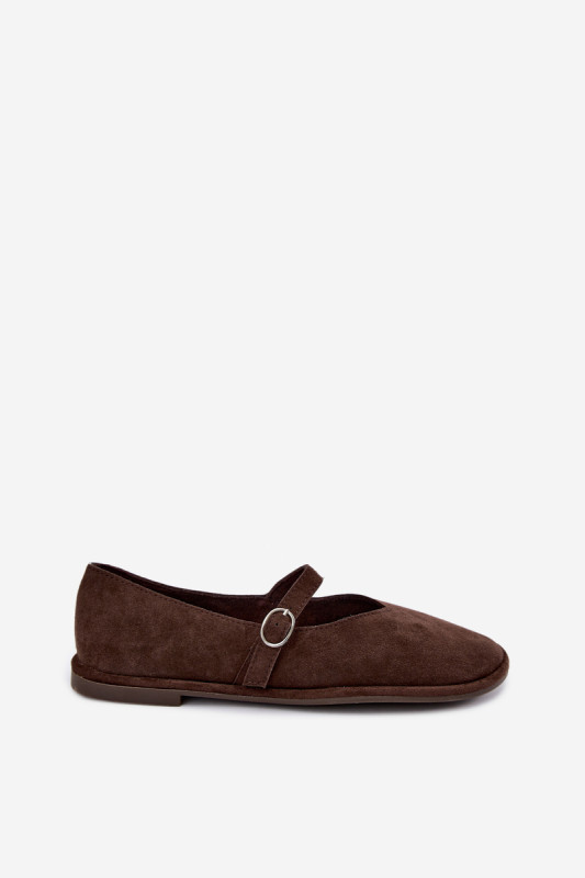 Barefoot Ballerina mit Riemen aus braunem Wildlederimitat