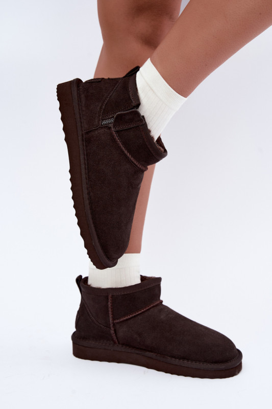 Wildleder-Snowboots mit Reißverschluss braun