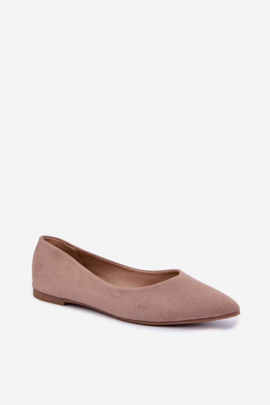Flache Ballerinas aus beigem Eco-Wildleder