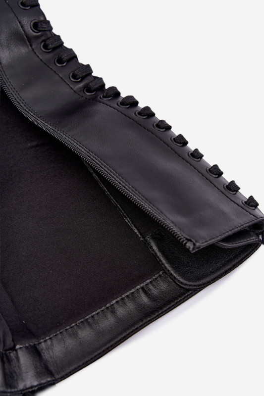 Schnürstiefel auf Plateau, gefüttert, schwarz