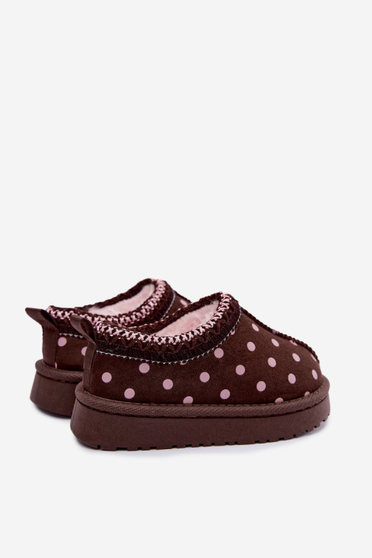 Braune Schneestiefel mit Stickerei und Plateausohle