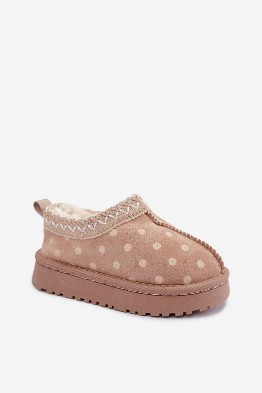 Beige Schneestiefel mit Muster und Stickerei