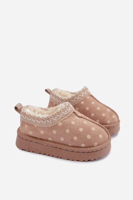 Beige Schneestiefel mit Muster und Stickerei