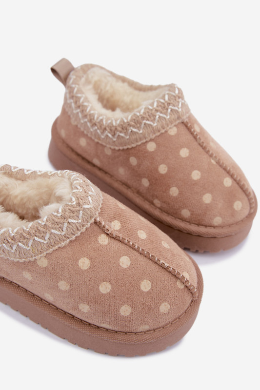 Beige Schneestiefel mit Muster und Stickerei