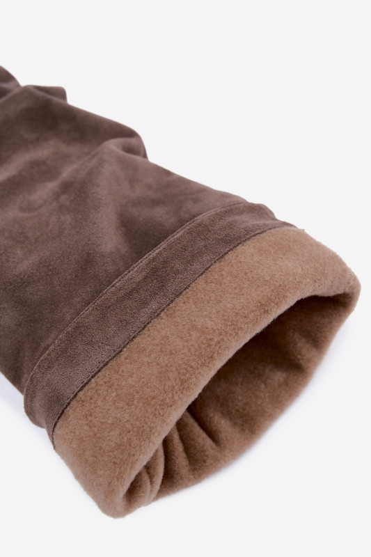 Overknee-Stiefel aus Veloursleder mit Blockabsatz, beige