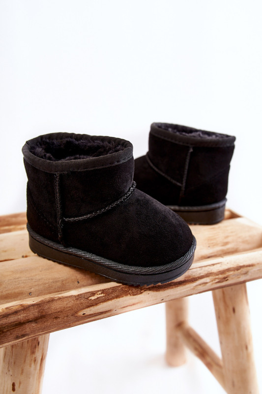 Gefütterte schwarze Schneestiefel aus Wildlederimitat