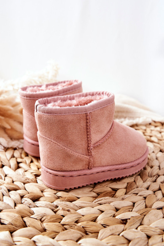 Gefütterte rosa Schneestiefel aus Wildlederimitat