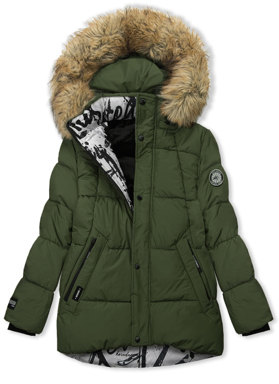Jungen Winterjacke mit Kapuze, grün