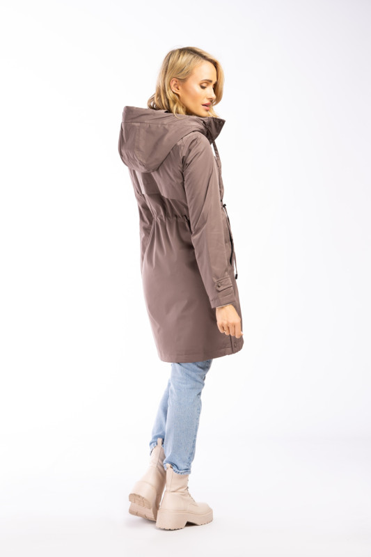 Übergangsmantel im verlängerten Schnitt Rubinrot