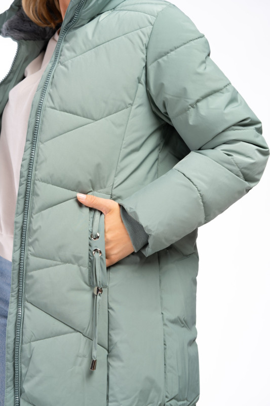 Warme Winterjacke in verlängertem Schnitt Mintgrün