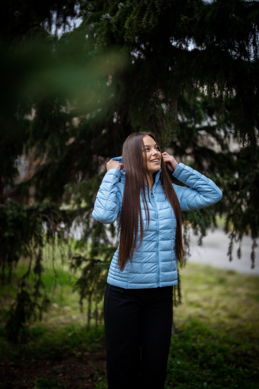 Steppjacke mit abnehmbarer Kapuze Schwarz